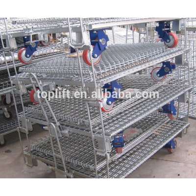 warehouse wire mesh container, metal box, pallet cage with caster